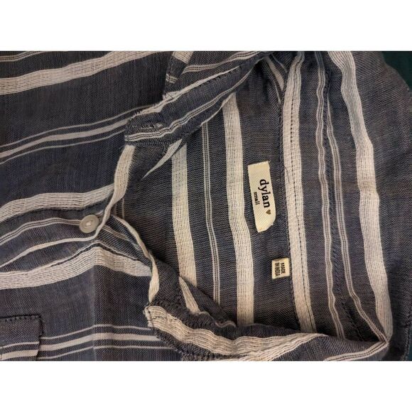 DYLAN tie front button down grey and white cotton top nwot sz small - Picture 3 of 6